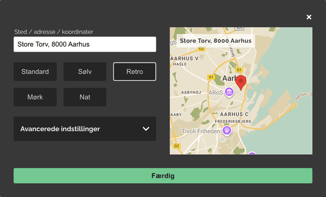 Dialog til at ændre kortmodul